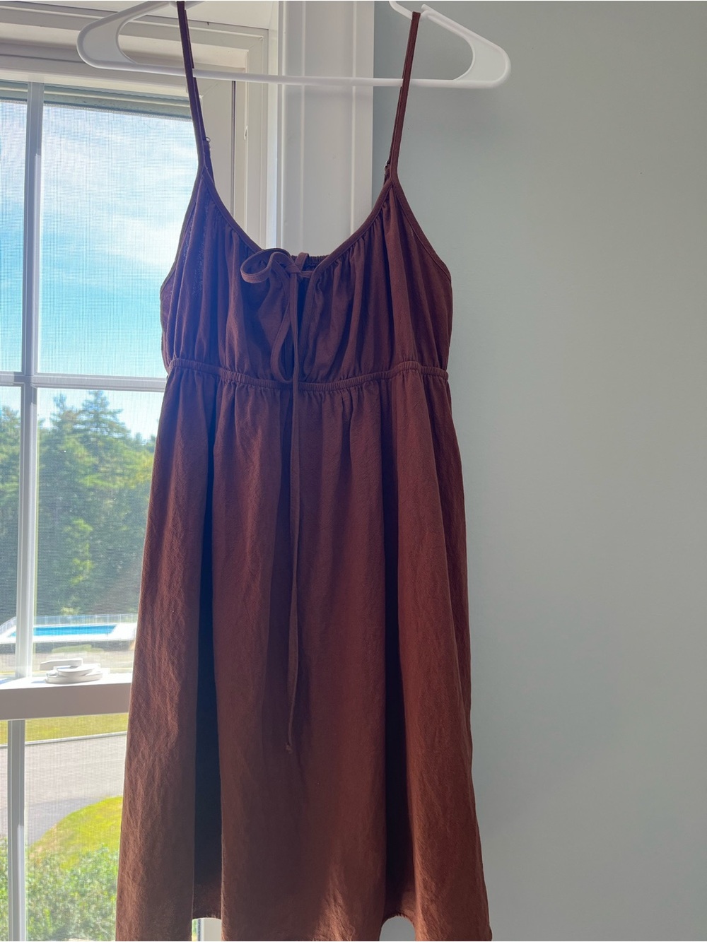 Brown Spaghetti-Strap Summer Dress